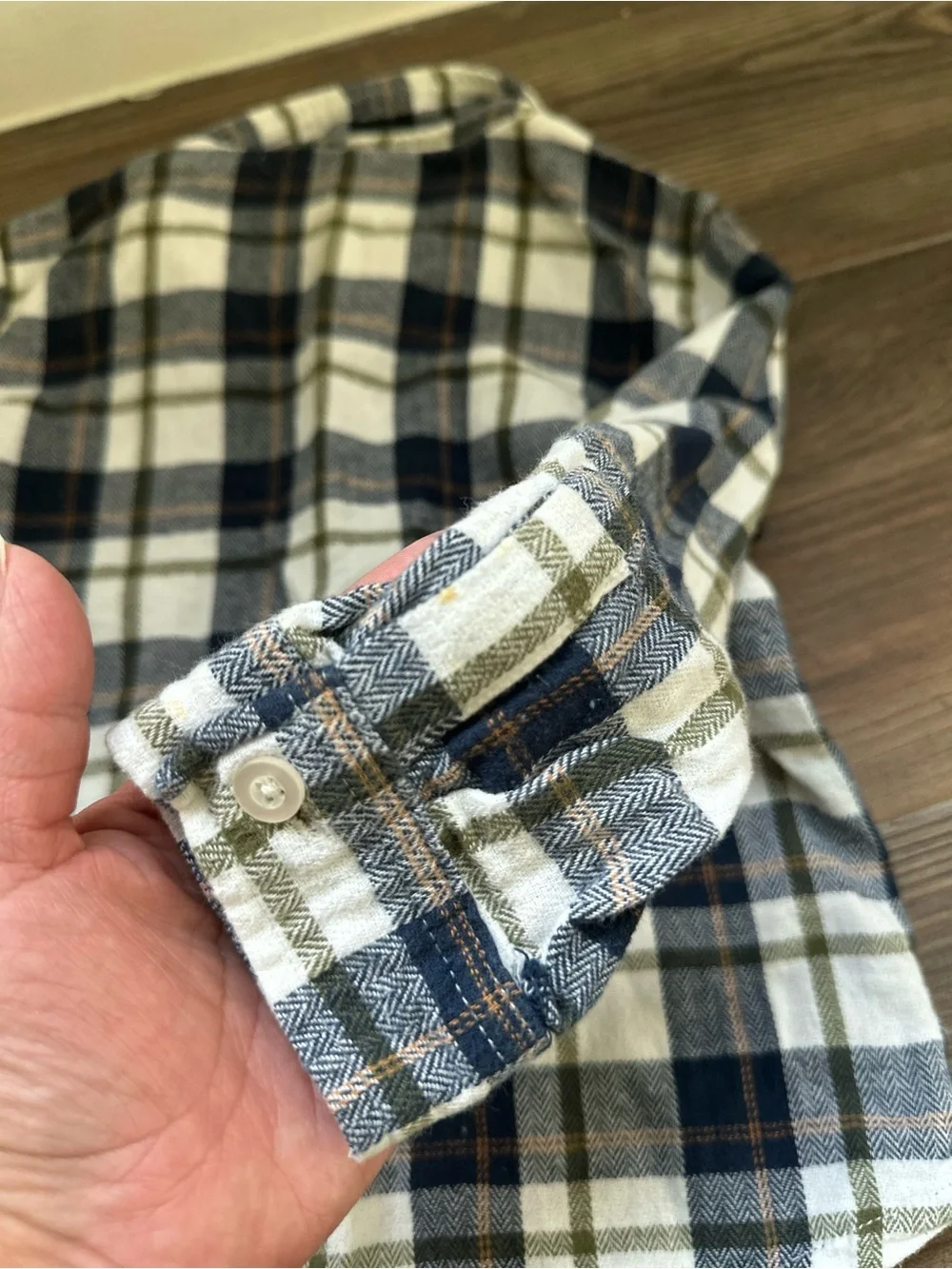 Bundle of boys long sleeve Kids Plaid Button-Up Shirt - Blue & Cream Brown